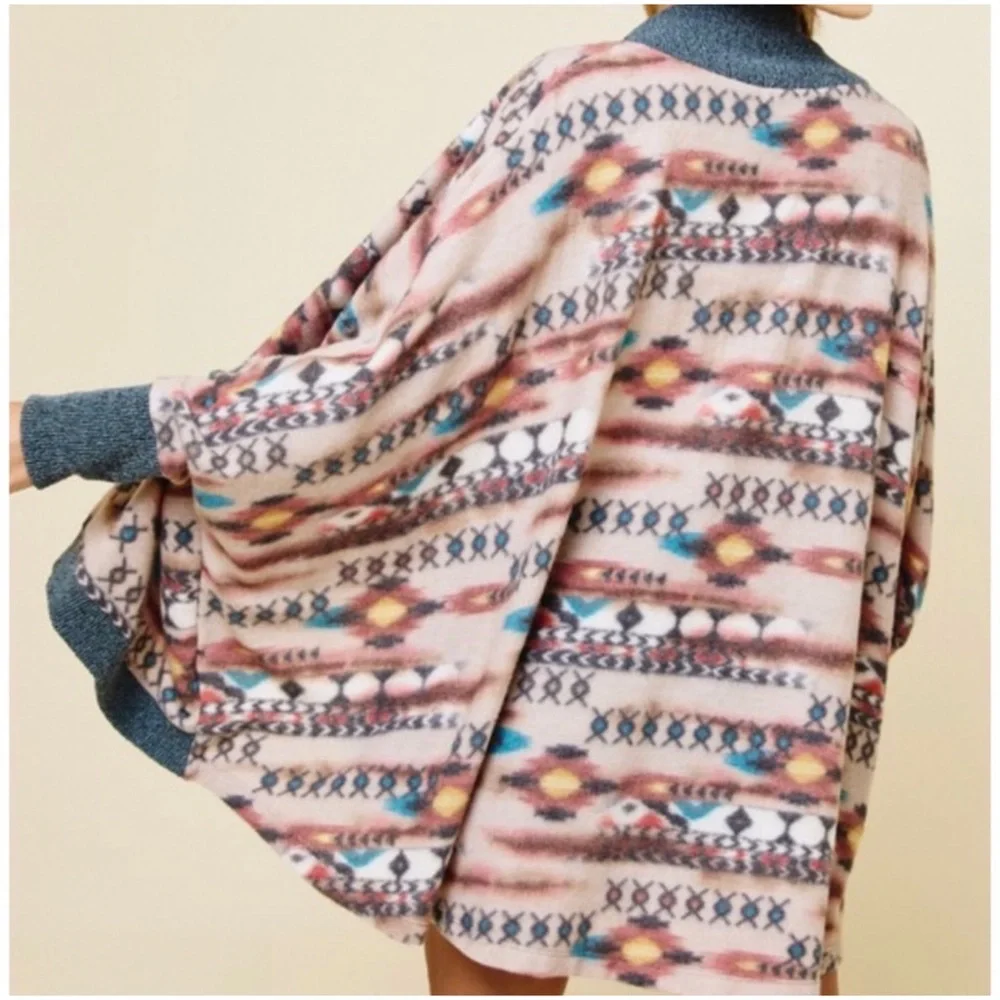 1 LEFT! Hacci Brushed Ultra Soft Women's Fall Aztec Cardigan - Picture 2 of 4